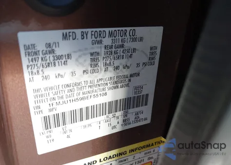 2011 Ford Expedition Xlt z USA, uszkodzony, nr VIN 1FMJU1H59BEF55108